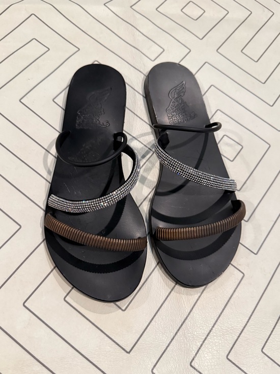 Ancient Greek Sandals Shoes - Ancient Greek Sandals Black with Detailed Triple Strap